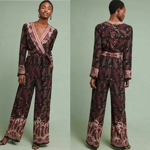Anthropologie Boho Black And Wine One September Breezeway Jumpsuit Size M